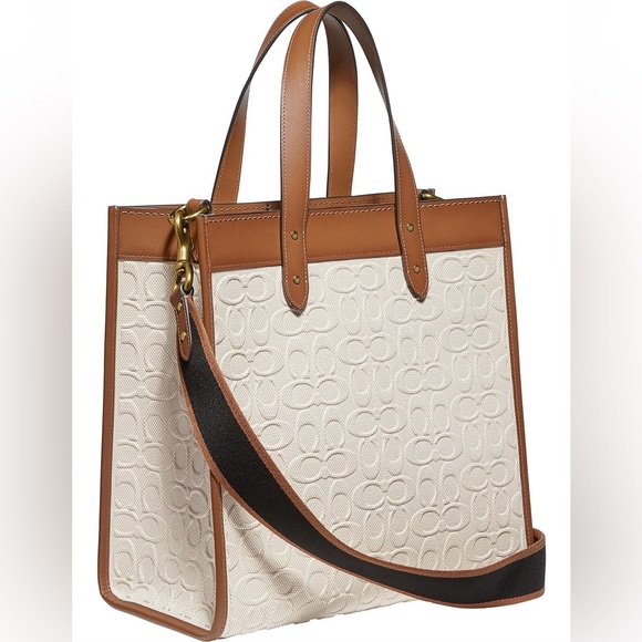 Coach Signature Canvas / Leather Field Tote Crossbody With Matching Zipper Pouch - Picture 14 of 16